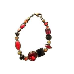 Sorrelli Mixed Red Crystal Brass Tone Bracelet